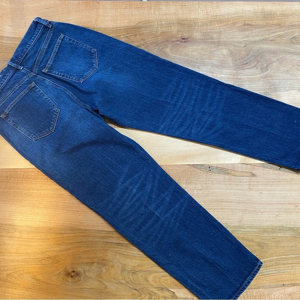 LOFT Pintucked High Rise Straight Jeans in Refined Dark Indigo Wash - Picture 2 of 11